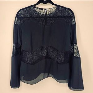 Zara Black Lace Long Sleeve Blouse.